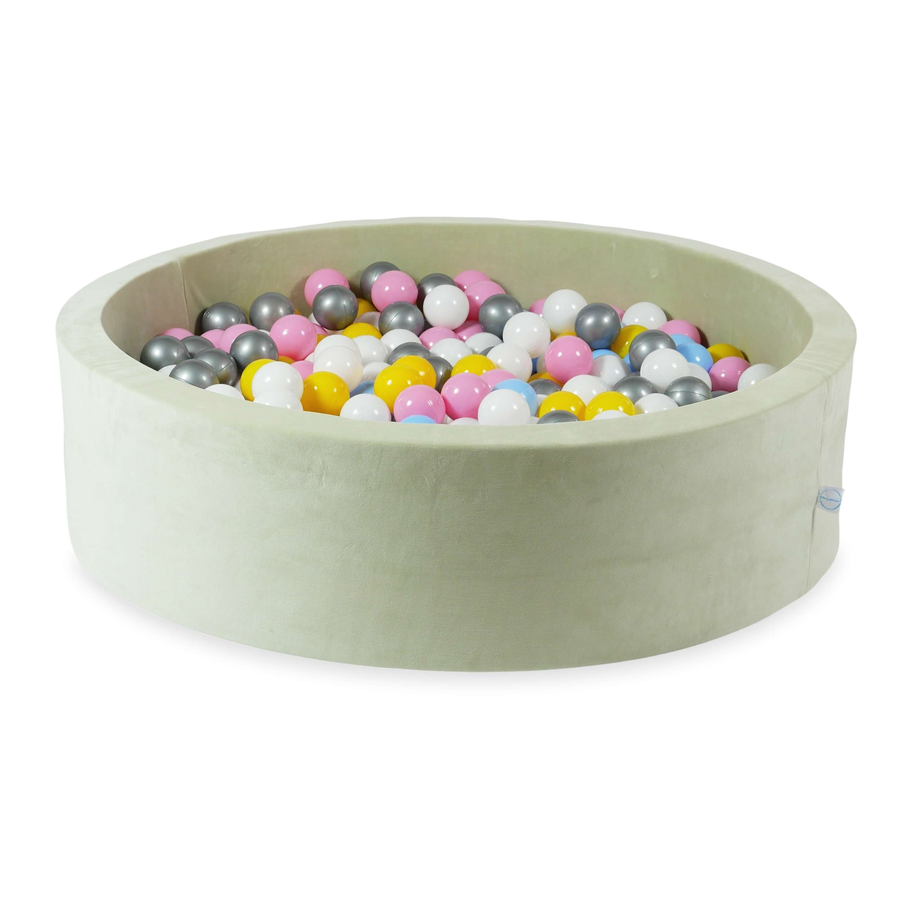 Bällebad aus Velours soft pistachio 110x30 cm mit 400 Bällen