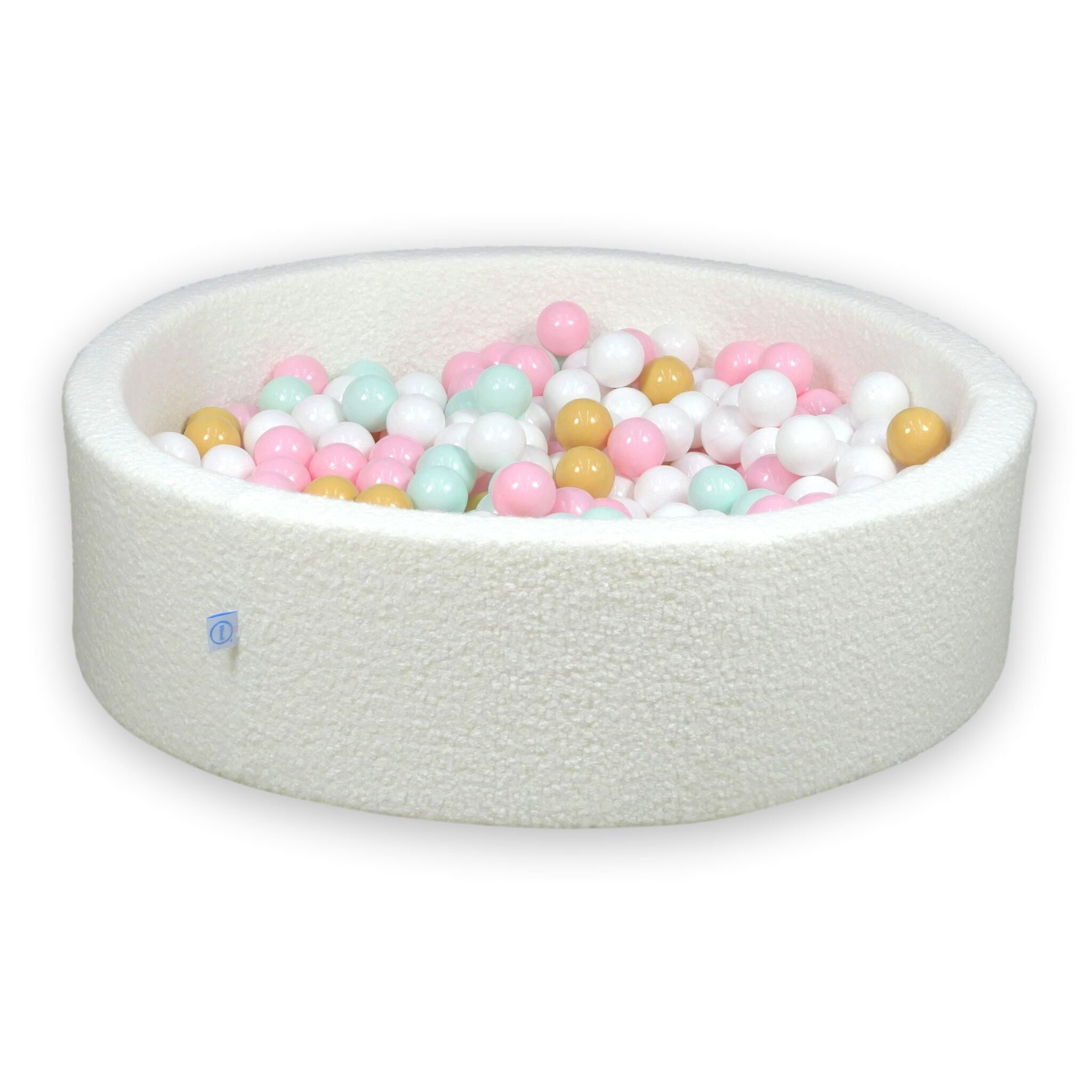 Piscine à balles en velours  Boucle Blanc 110x30 cm avec 400 balles