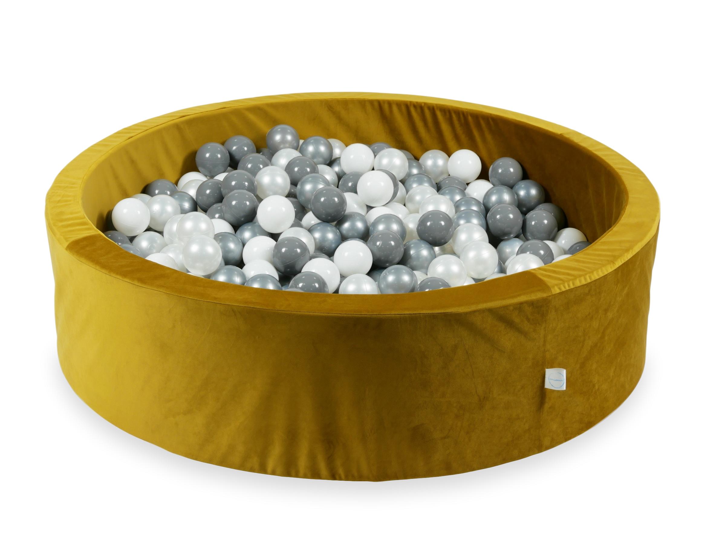 Velvet Ball Pit Velvet Gold 110x30 cm with 400 balls