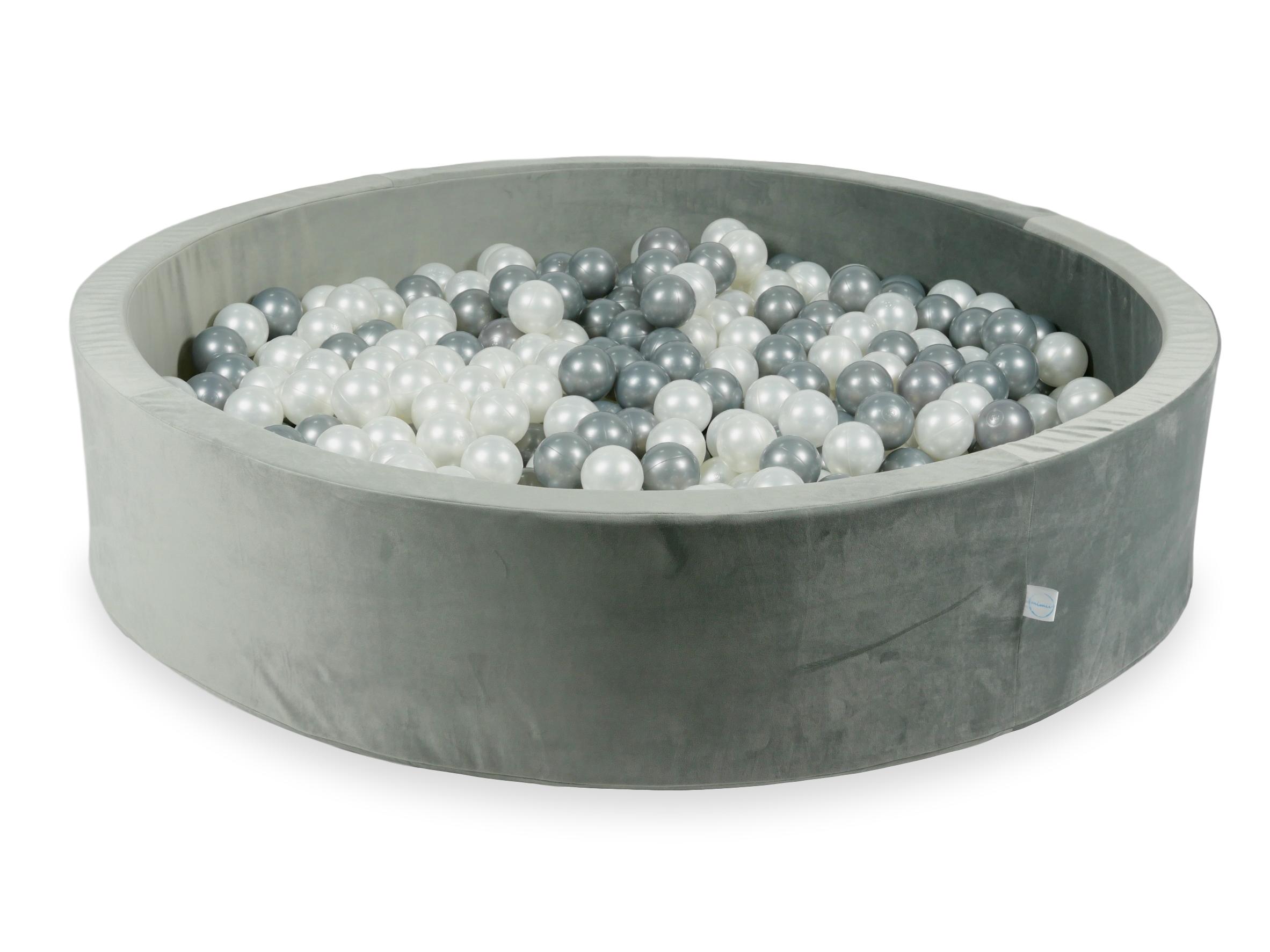 Bällebad aus Samt in Grau 130x30 cm mit 600 Bällen