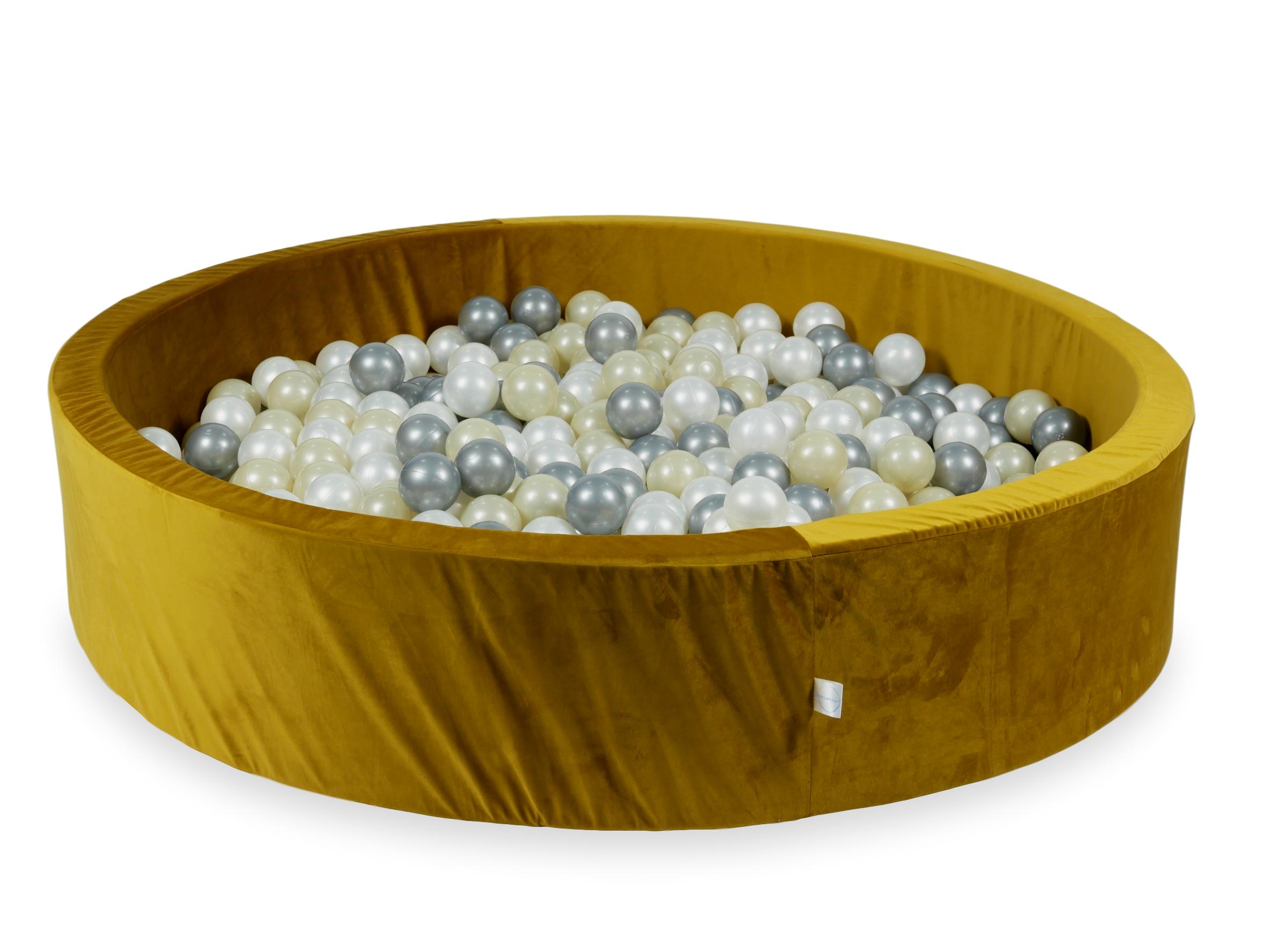 Piscine à balles en velours velvet dore 130x30 cm avec 600 balles