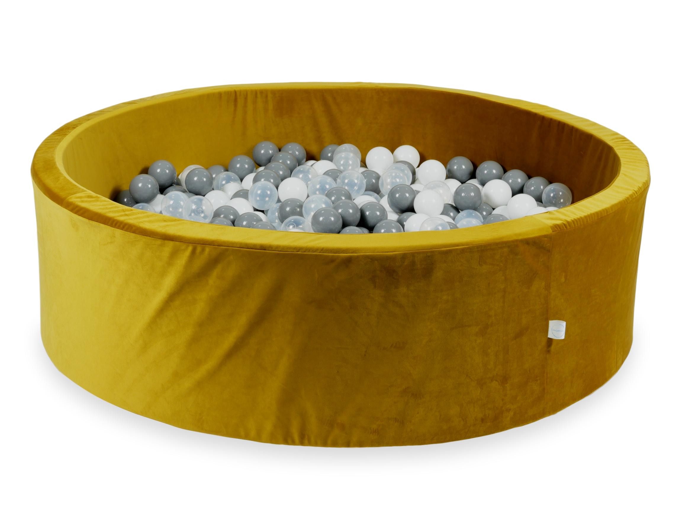 Samt-Bällebad goldfarben 130x40 cm mit 700 Bällen