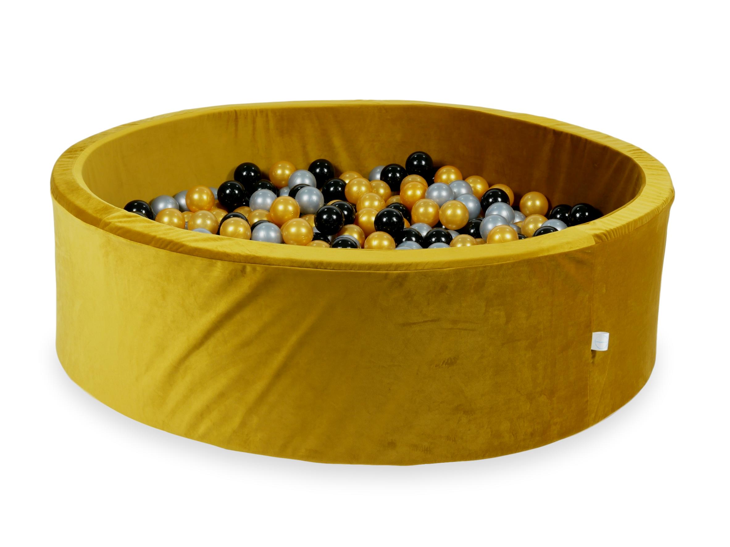Samt-Bällebad goldfarben 130x40 cm mit 700 Bällen