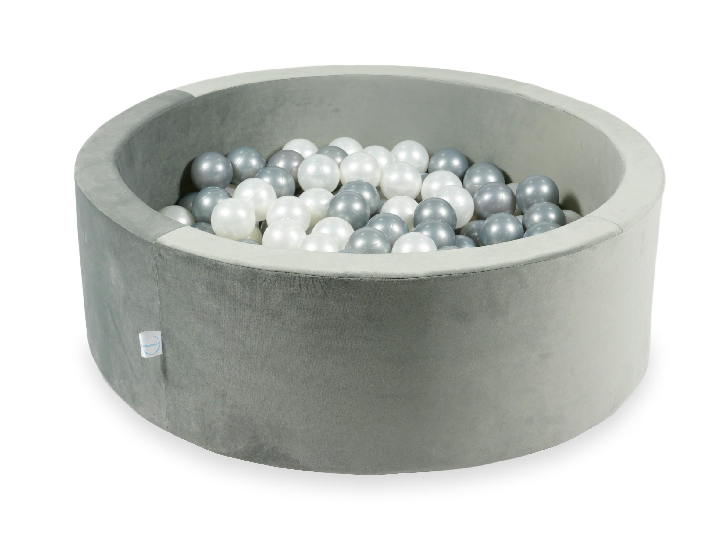 Ball pool in velvet gray 90x30 cm with 200 balls