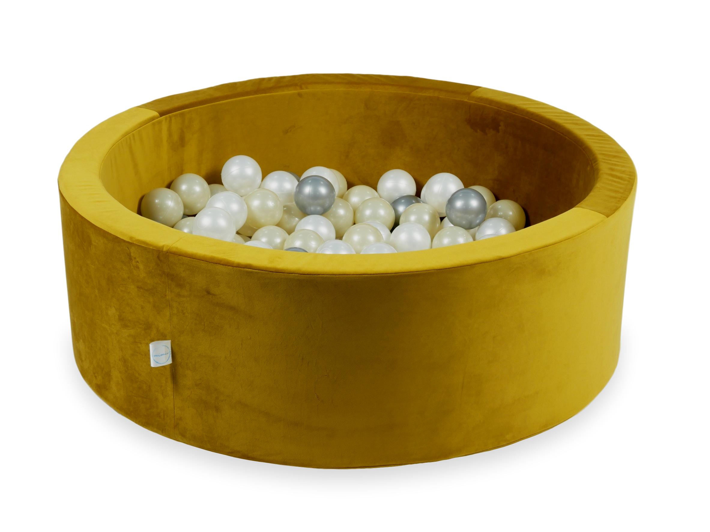 Piscine à balles en velours velvet dore 90x30 cm avec 200 balles