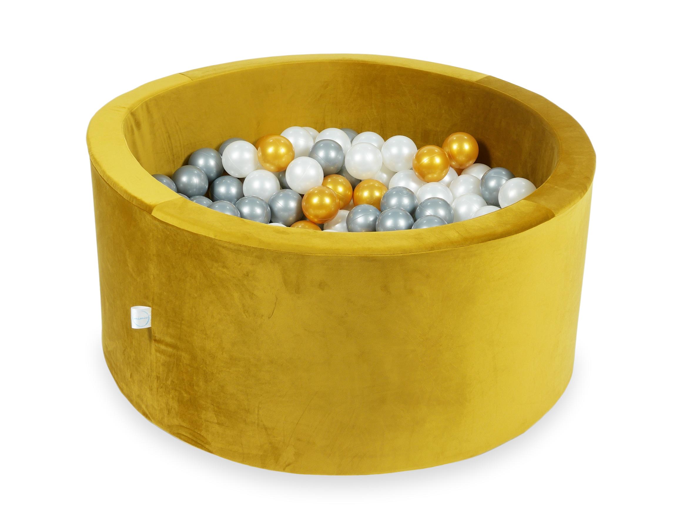 90x40 cm Velvet Gold Ball Pit with 300 Balls