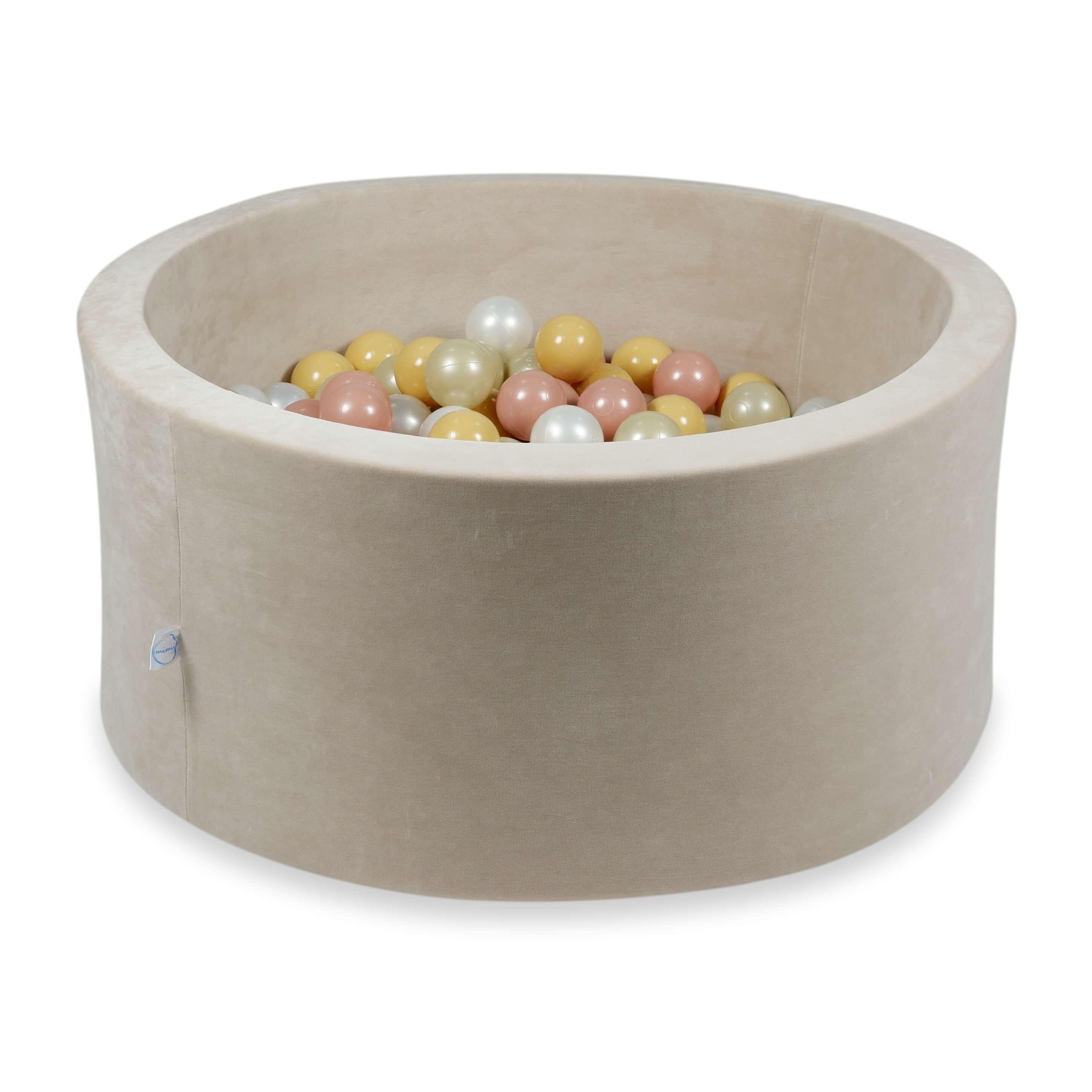 90x40 cm Velvet Soft Beige Ball Pit with 300 Balls