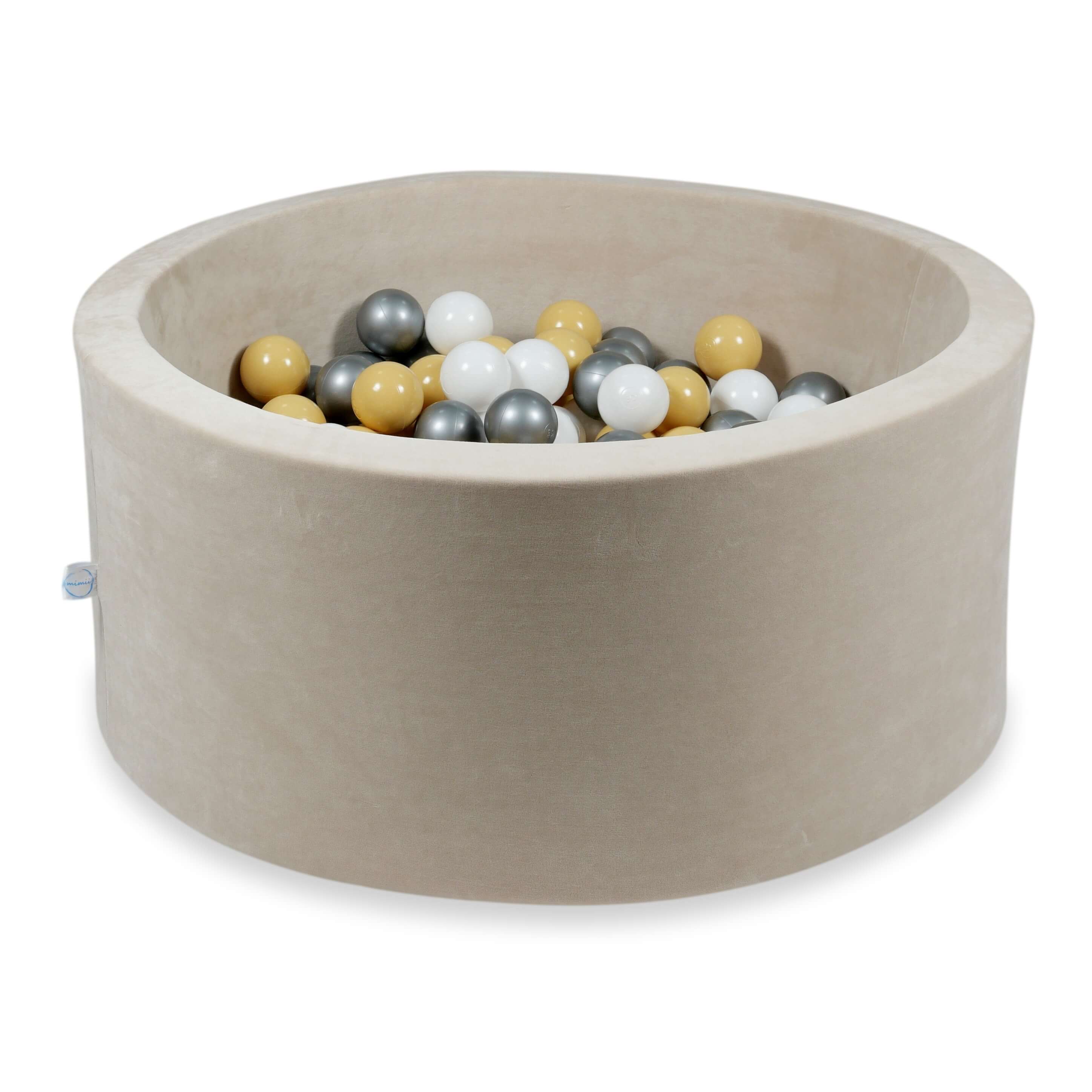 90x40 cm Velvet Soft Beige Ball Pit with 300 Balls