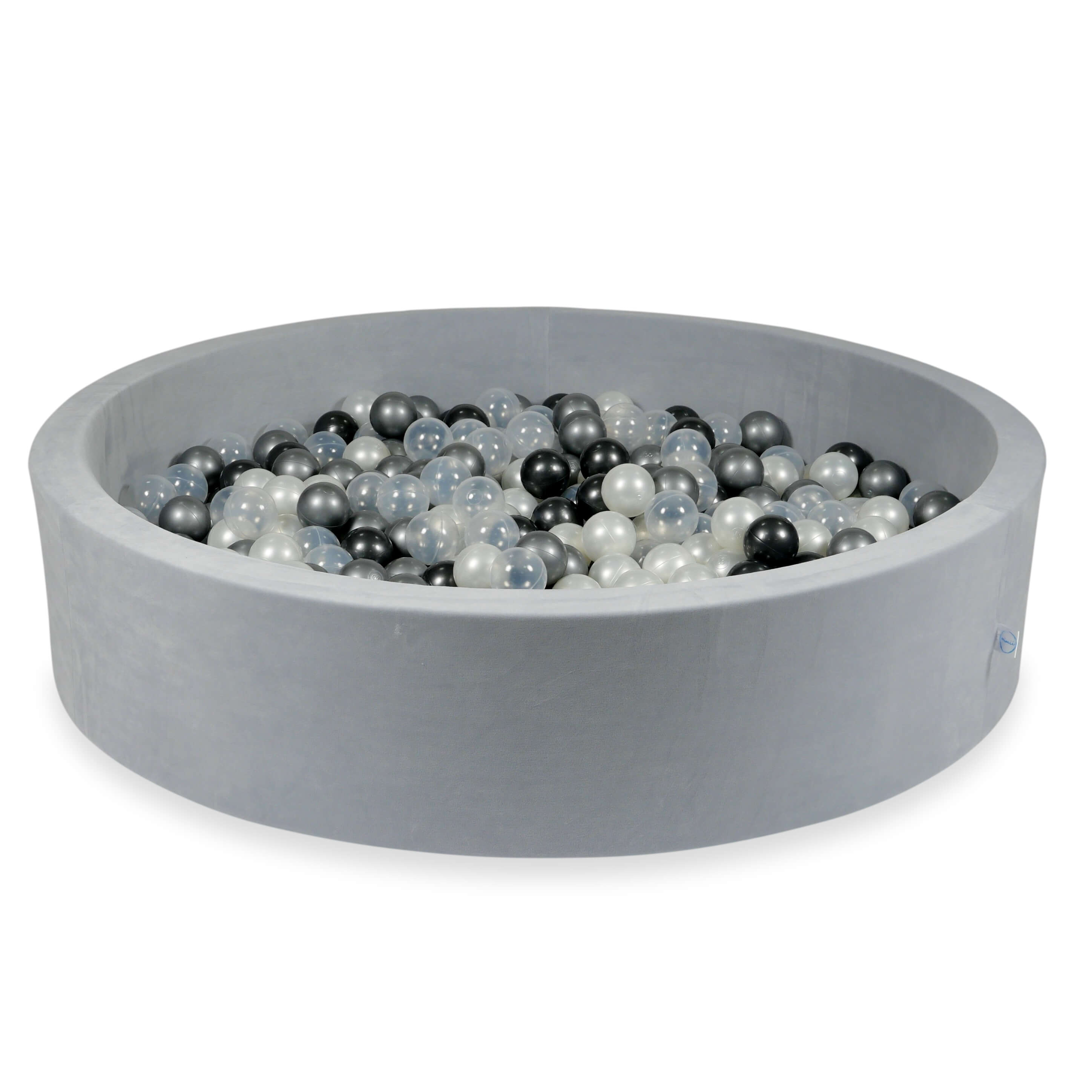 Piscine à balles en velours velvet soft gris clair 130x30 cm avec 600 balles