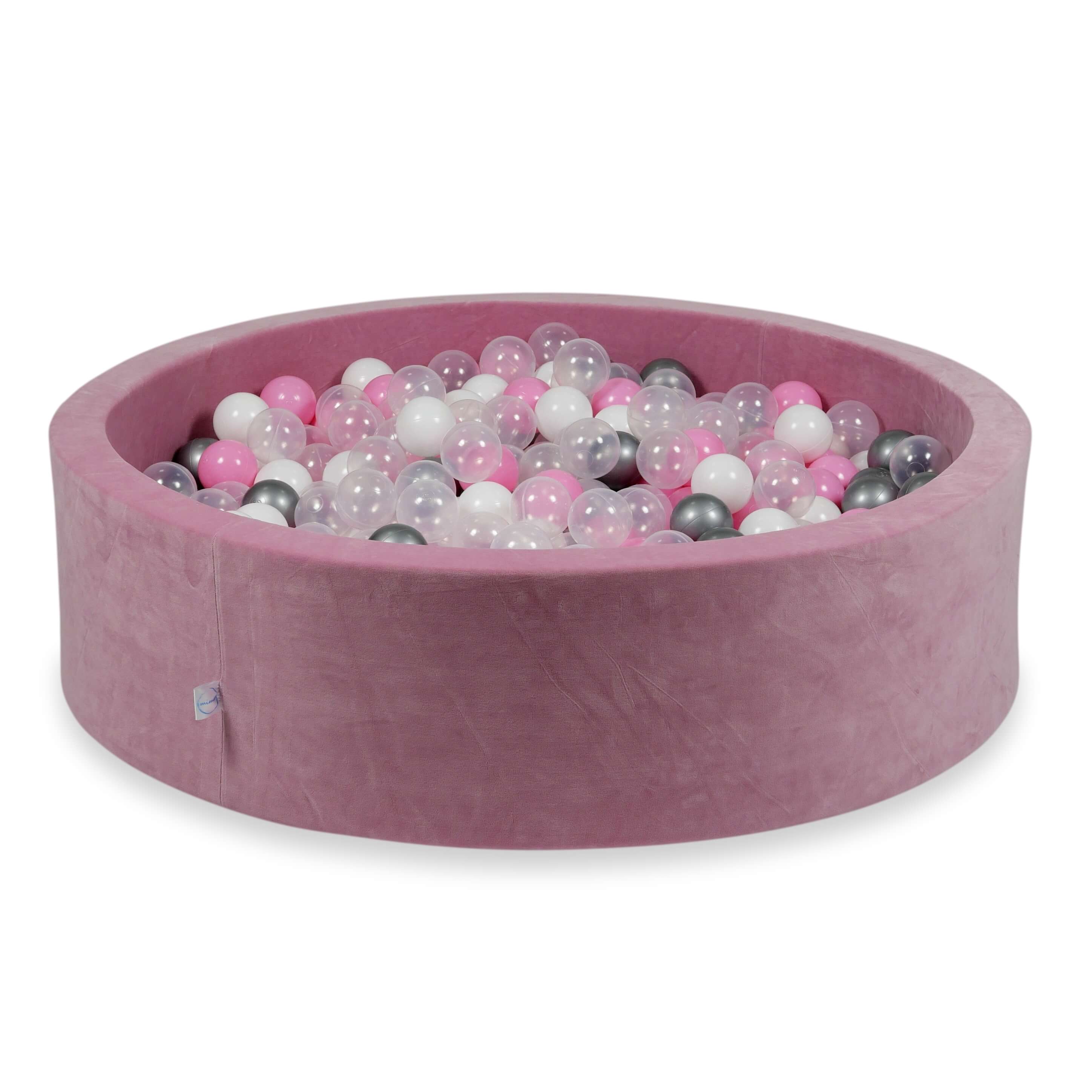 Piscine à balles en velours velvet soft rose 110x30 cm avec 400 balles
