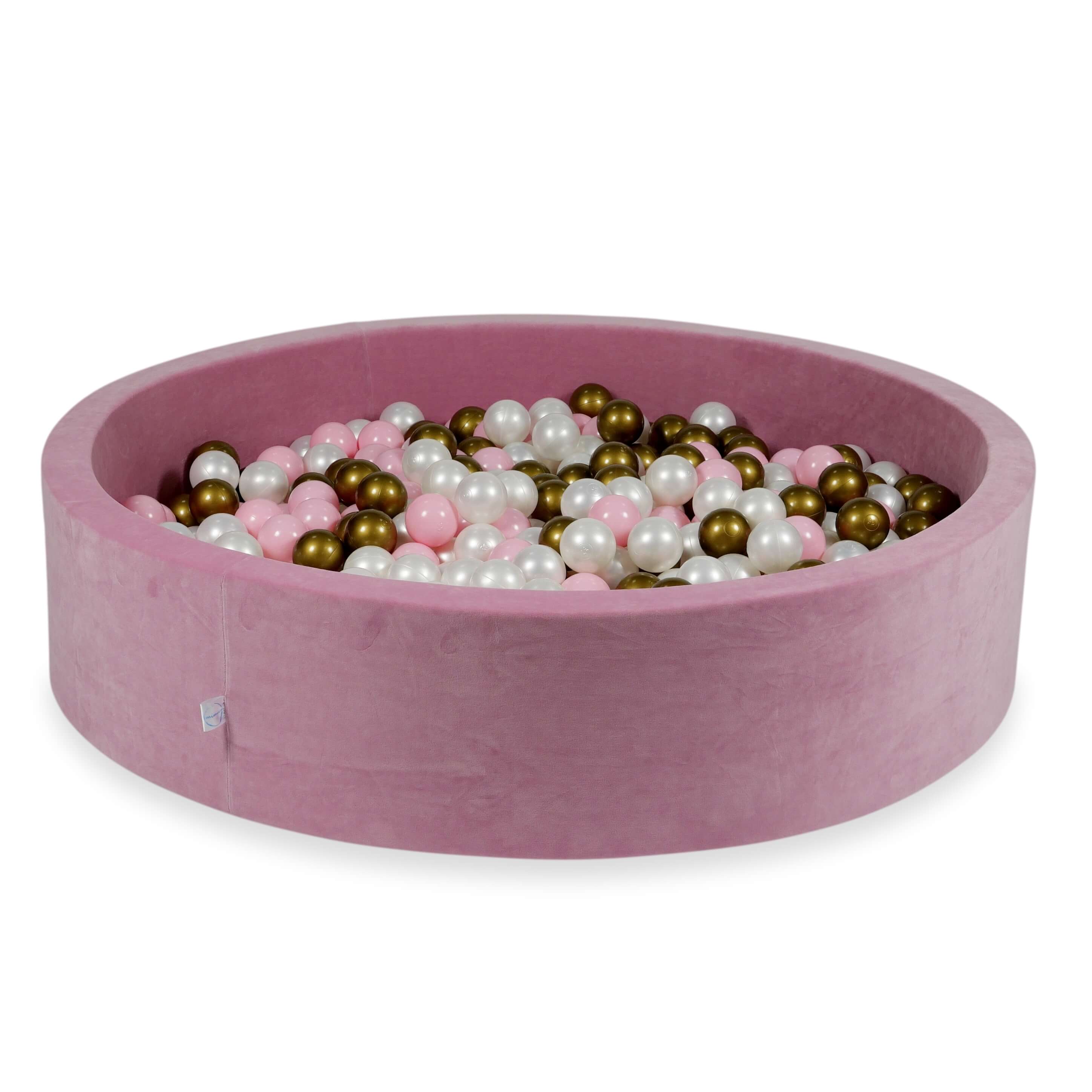 Bällebad aus Samt in Velours-Soft-Rosa 130x30 cm mit 600 Bällen