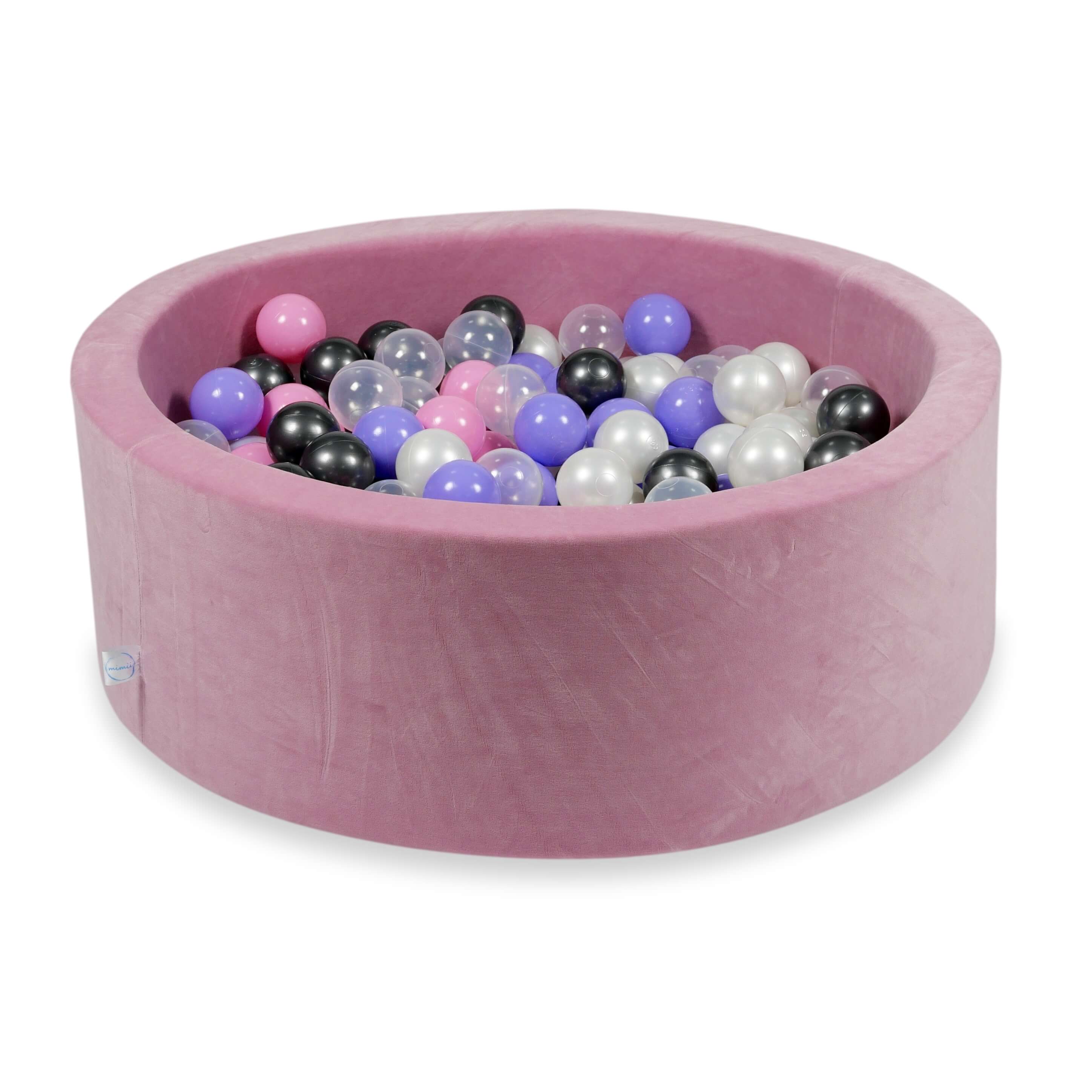 Ball pool in soft velvet pink 90x30 cm with 200 balls