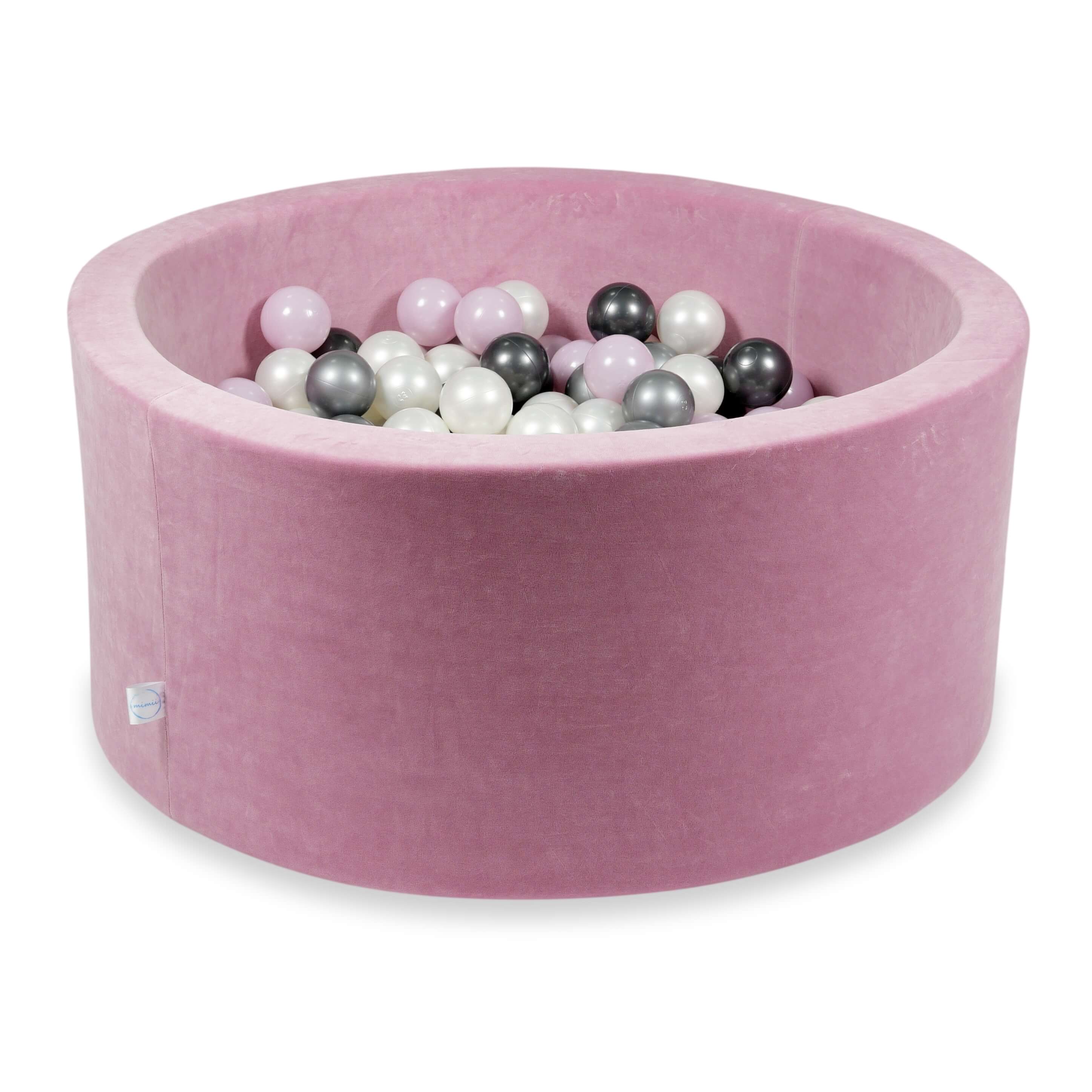 90x40 cm Velvet Soft Pink Ball Pit with 300 Balls