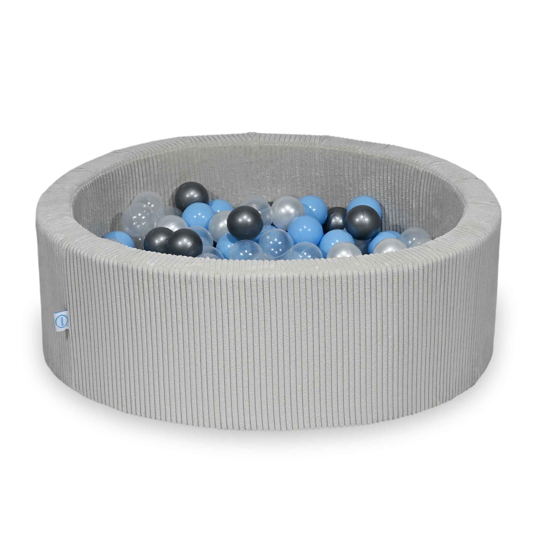 Ball Pit in corduroy grey 90x30 cm with 200 balls