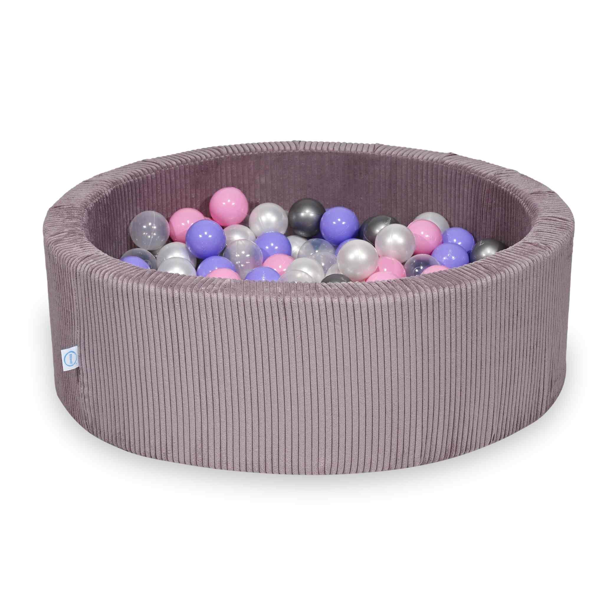 Ball Pit in corduroy lavender 90x30 cm with 200 balls