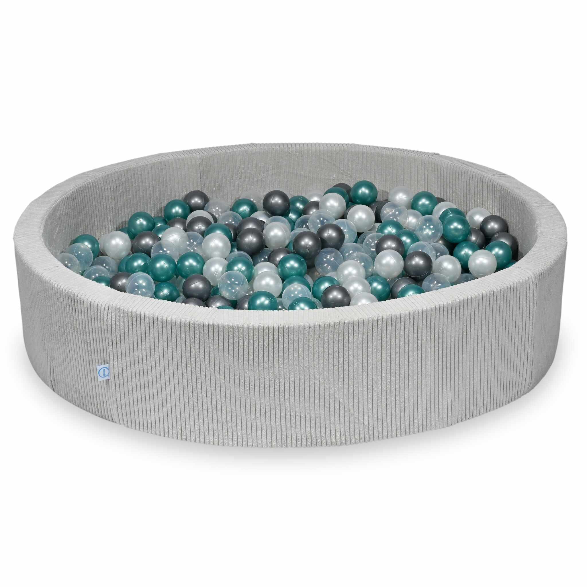 Ball Pit in corduroy grey 130x30 cm with 600 balls