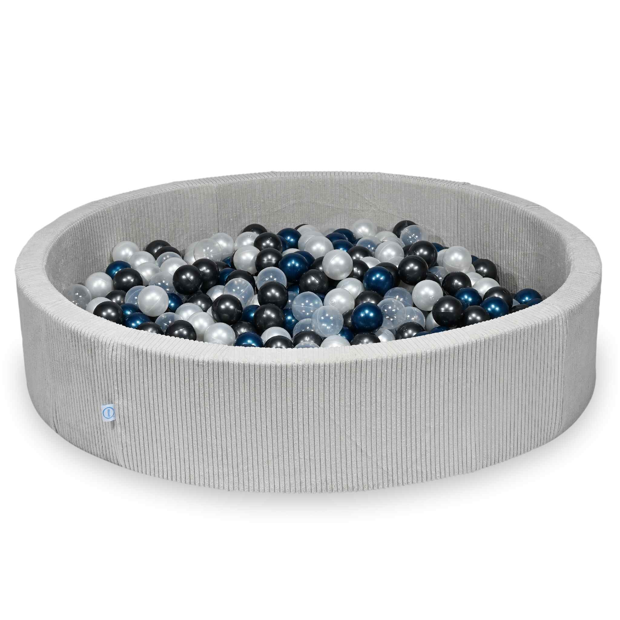 Ball Pit in corduroy grey 130x30 cm with 600 balls