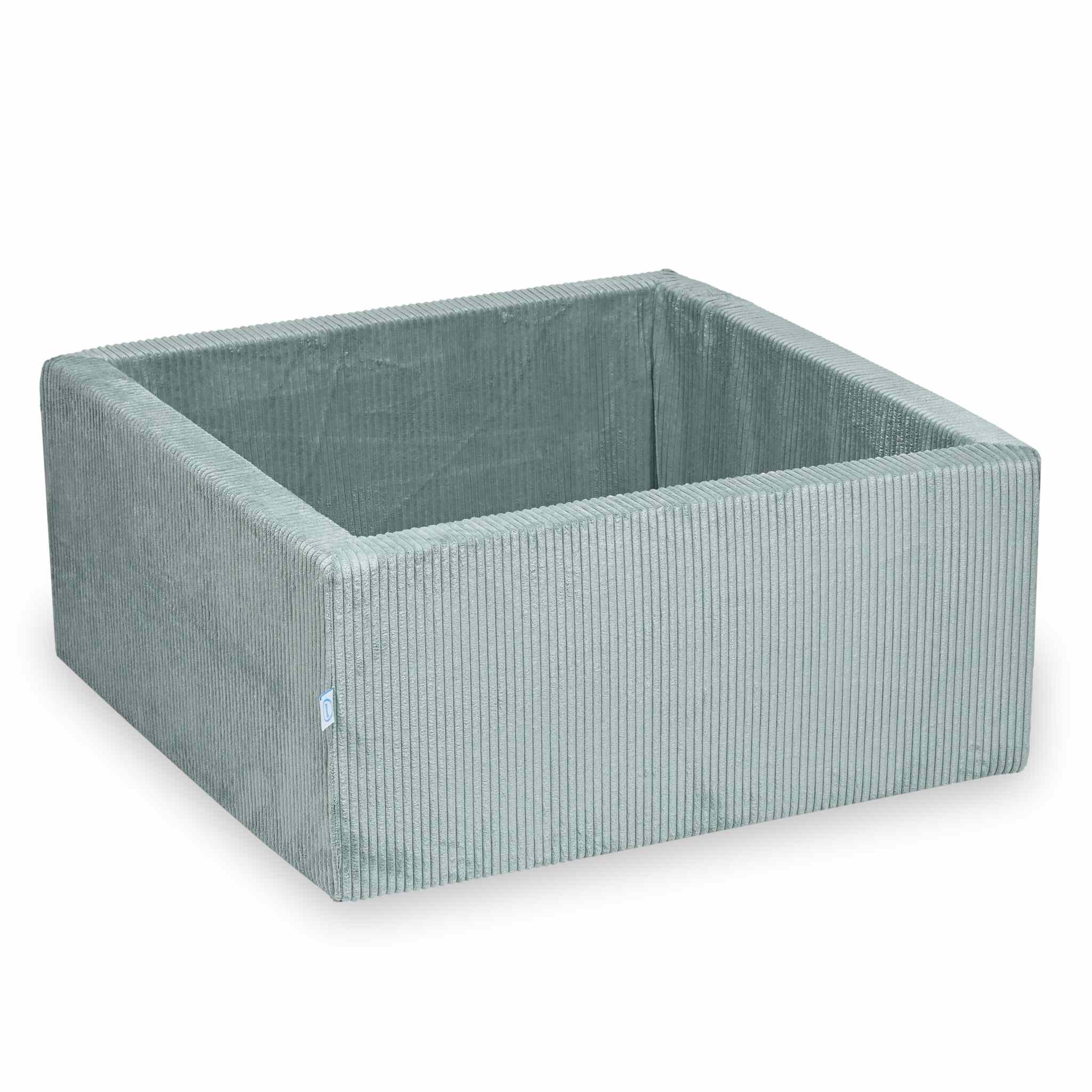 Piscine à balles carrée 90x90x40 cm velours côtelé menthe claire sans balles