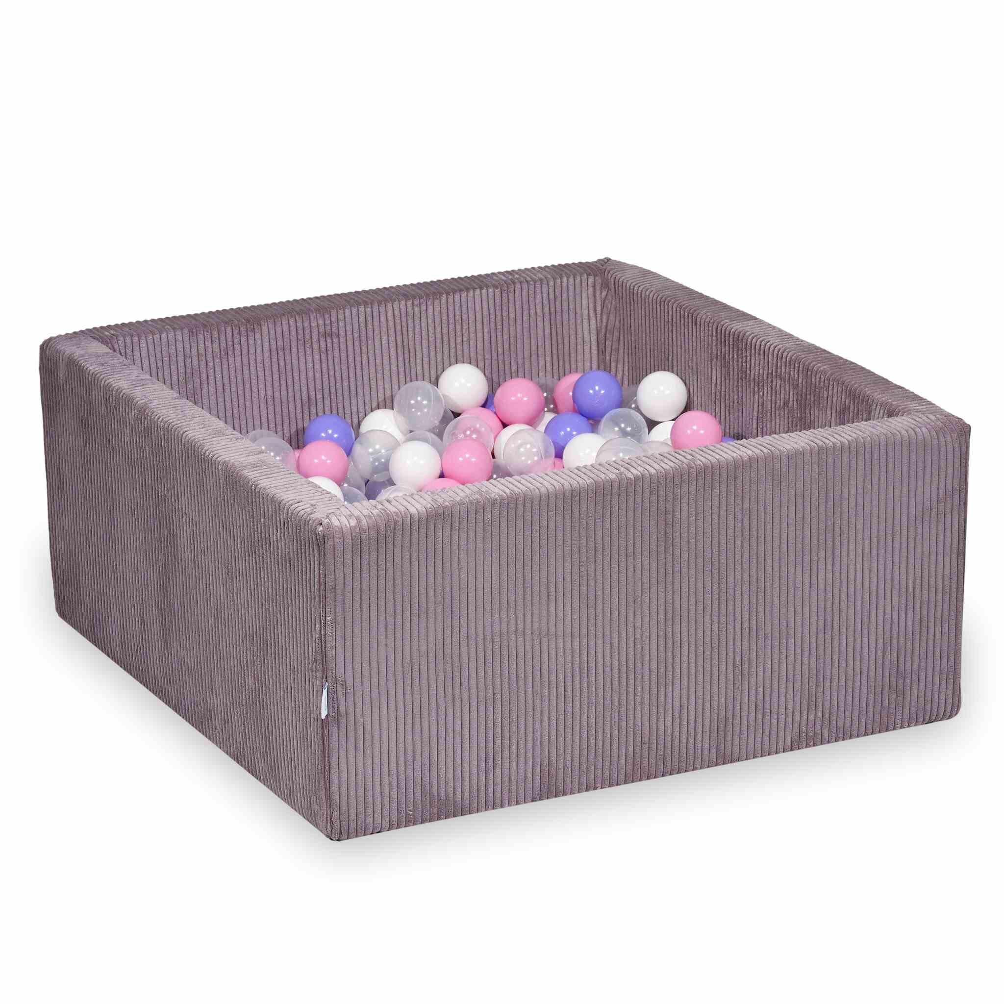 Square ball pit 90x90x40 cm in Corduroy Lavender, 400 balls