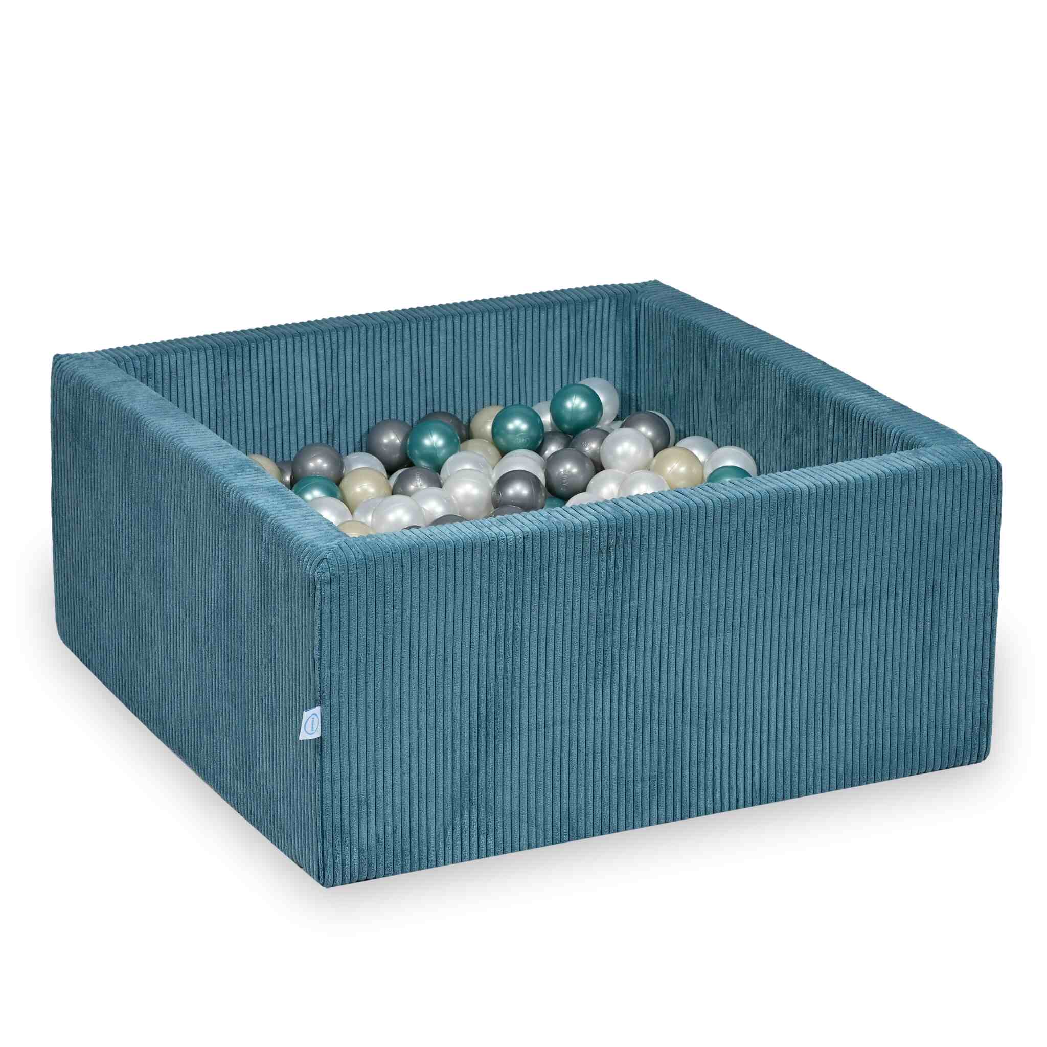 Square ball pit 90x90x40 cm in Corduroy Blue, 400 balls