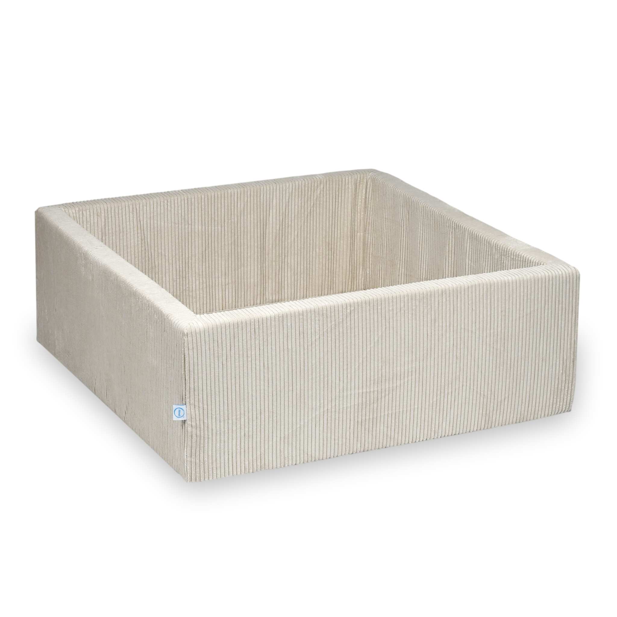 Bällebad quadratisch 110x110x40 cm Cord beige ohne Bälle