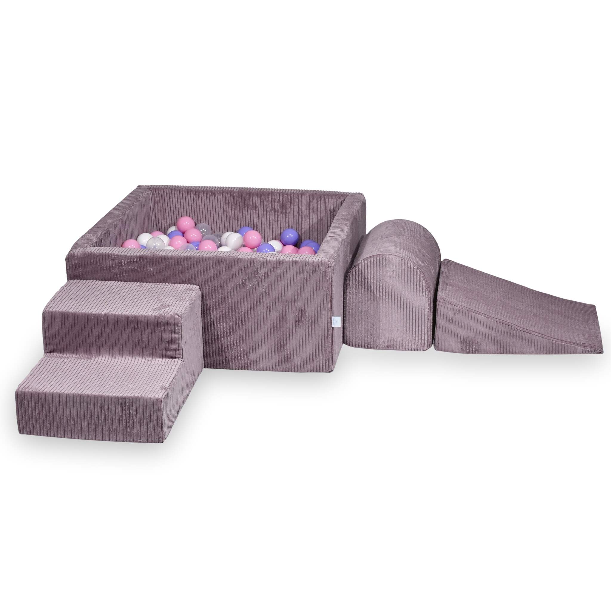 Foam playground with square ball pool children's play set 90x90x40 corduroy lavender + 400 balls