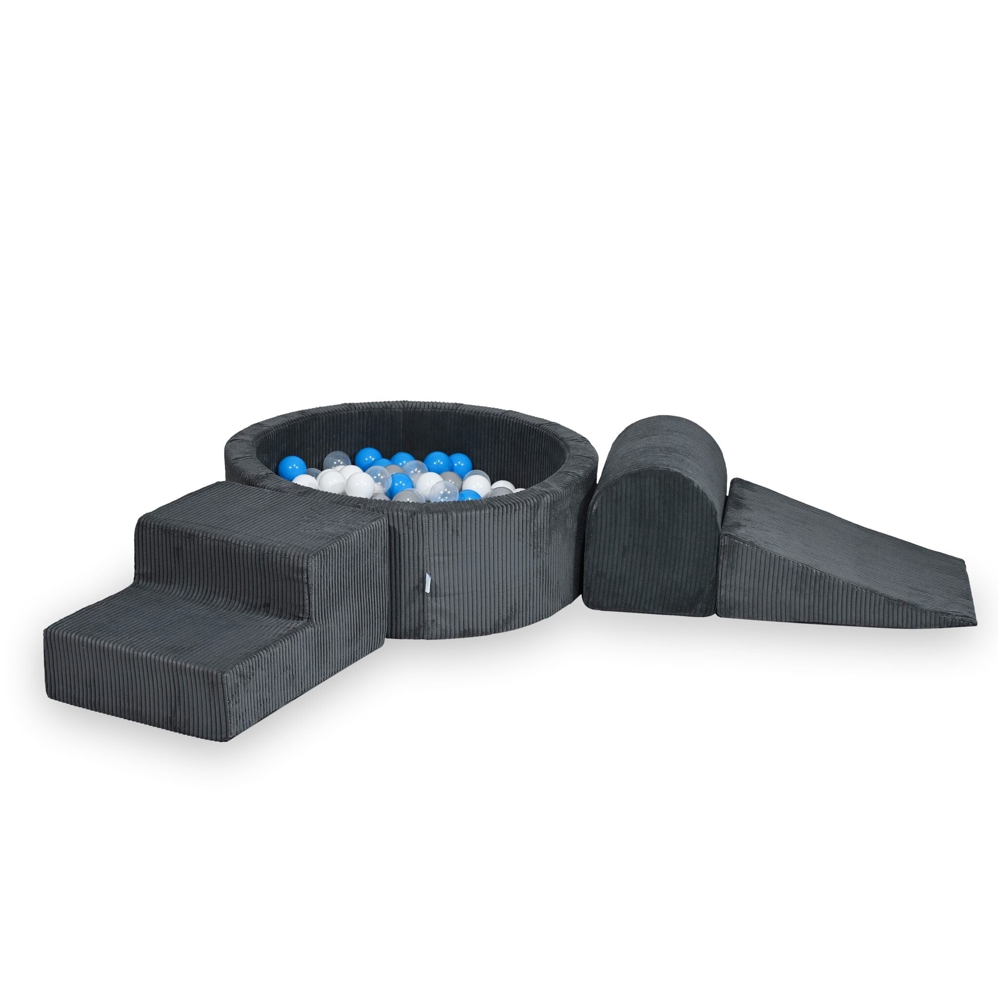 Schaumstoff-Spielplatz mit rundem Bällebad 90x30 Kordelgraphit +200 Bälle
