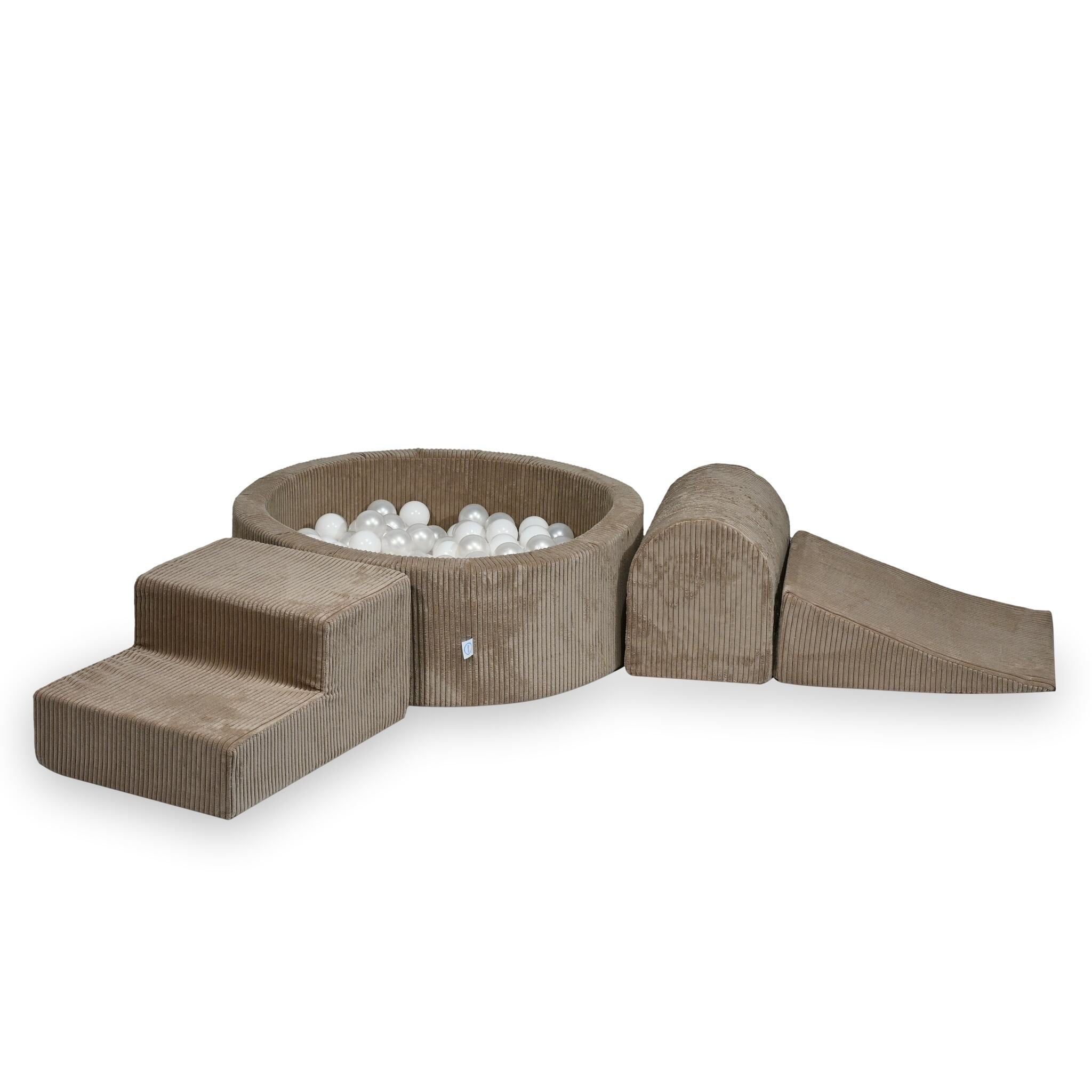 Schaumstoff-Spielbereich mit rundem Pool 90x30 Kord toffee +200 Bälle