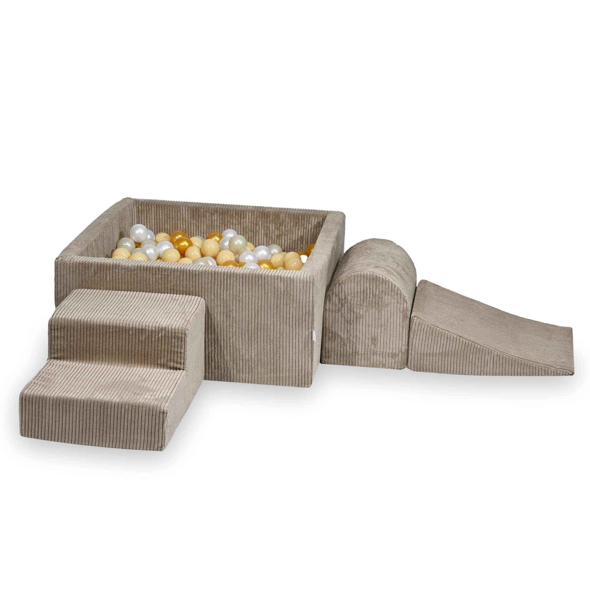 Foam playground with square ball pool children's play set 90x90x40 corduroy toffee + 400 balls