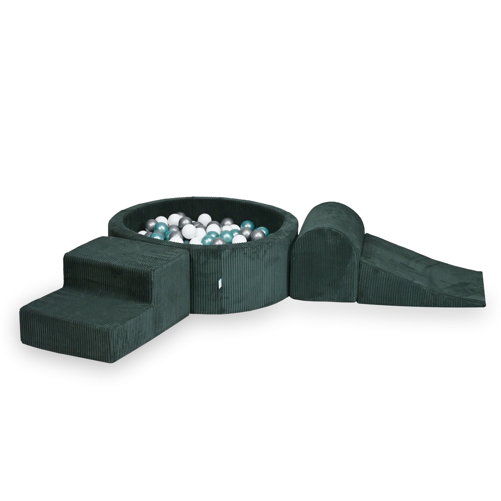 Aire de jeux en mousse avec piscine ronde 90x30 velours côtelé vert +200 balles