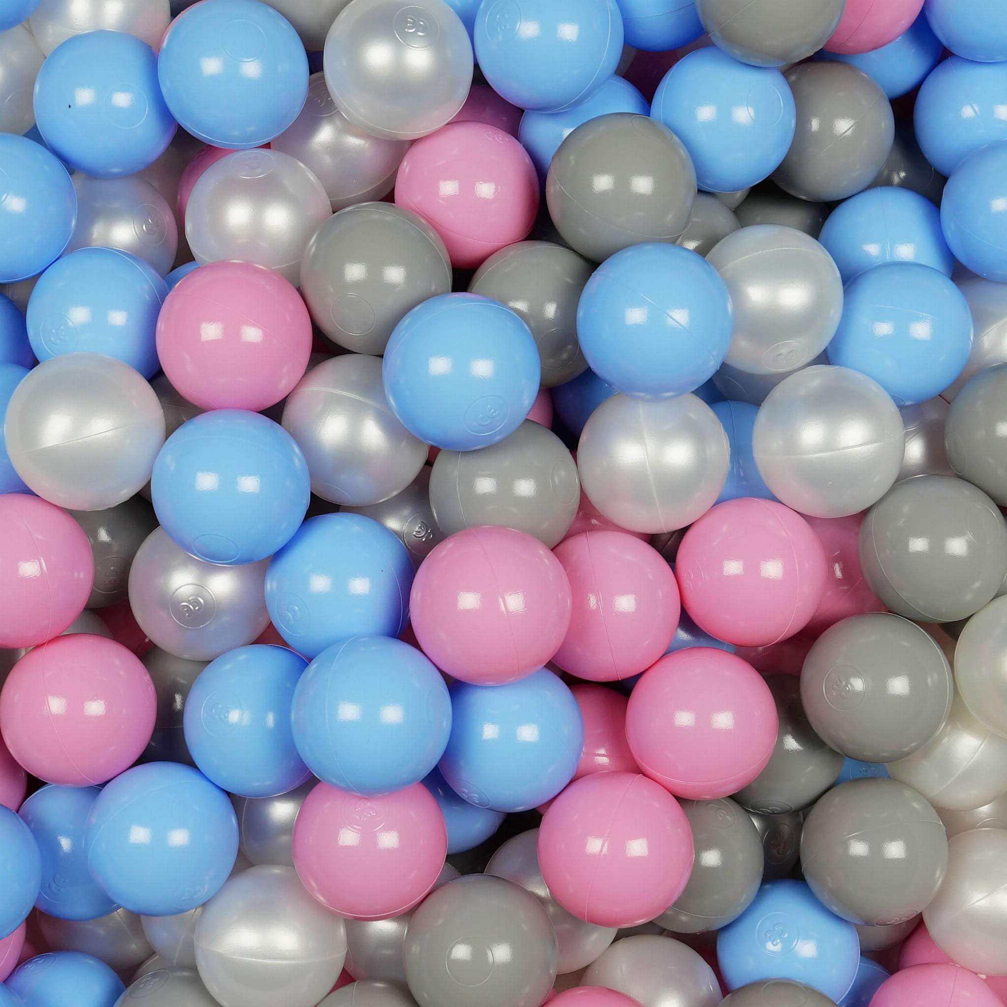 Balles de jeu ø7cm 100 pièces perle, gris, bleu clair, rose poudré