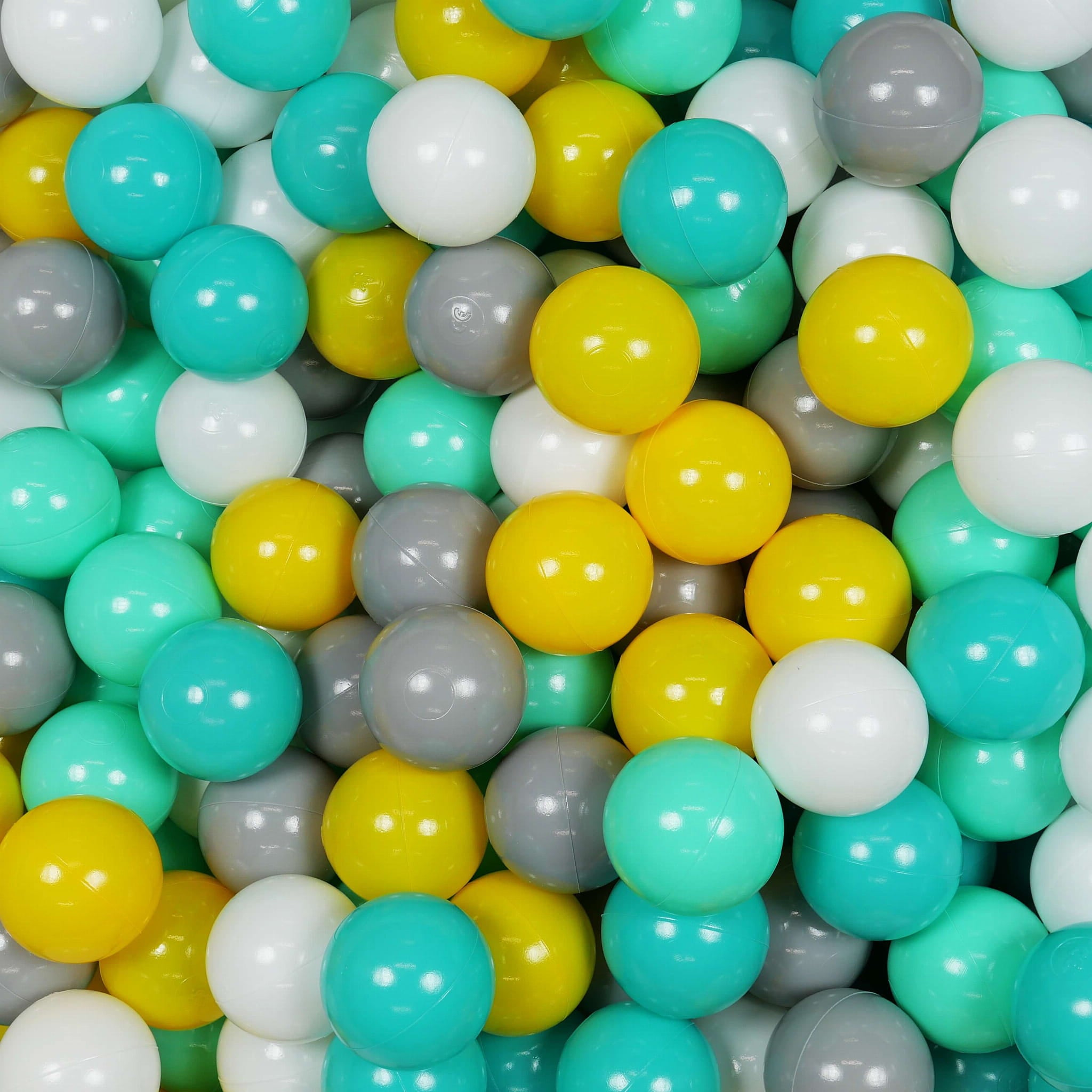 Game balls ø7cm 300 pieces yellow, mint, turquoise, white, gray