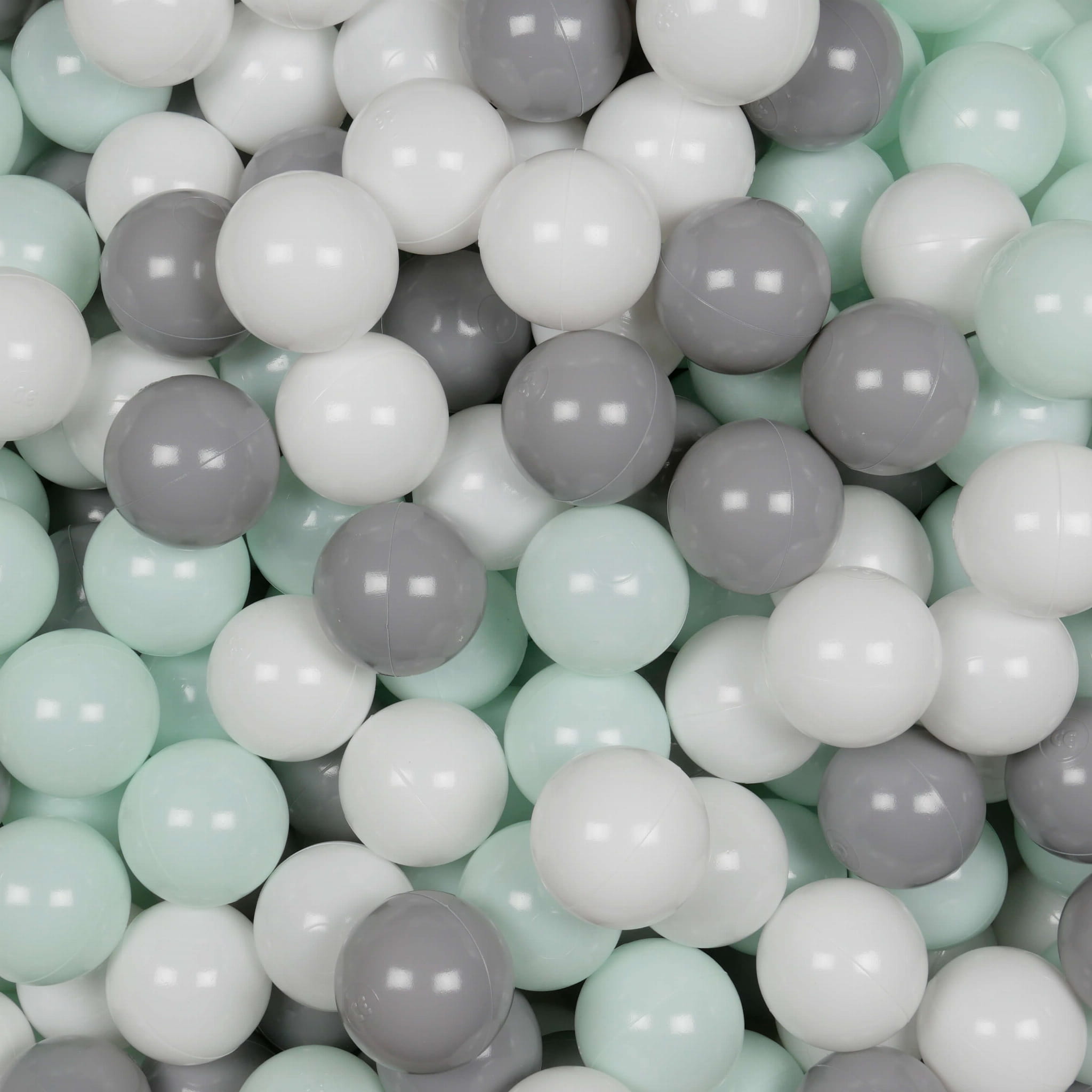 Play balls ø7cm 500 pieces white, gray, light mint